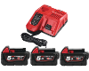 Set 3 batteries 18 V + chargeur Milwaukee