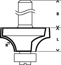 Fraise à arrondir, outil à bois, Ø : 22,7 mm, Rayon 5,0 mm, Long. utile  12,0 mm, Long. totale : 55,5 mm - Outillage INDUSTRIE SAS