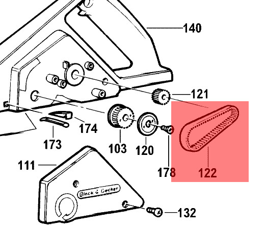 Courroie Rabot Kw711 Kw710 Dn730 Dn720 Black Decker 321200