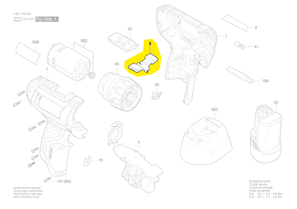 Abledance Moteur DC 10.8V 15 Dents (KV3SFN-8520SF-WR) Pour Perceuse électrique GSR1080-2- 3601JE2000/EU