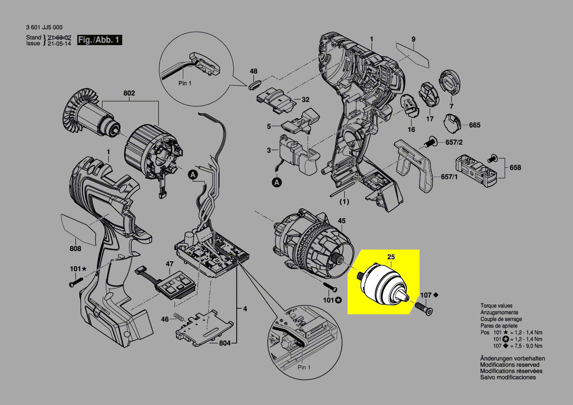 Mandrin 13mm GSB18V150C GSR18V150C Bosch pièce détachée 1600A01YE8