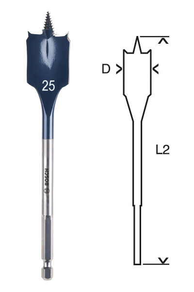 mèche bois plate longue SelfCut Speed Bosch 6mm 8mm 20mm 40mm