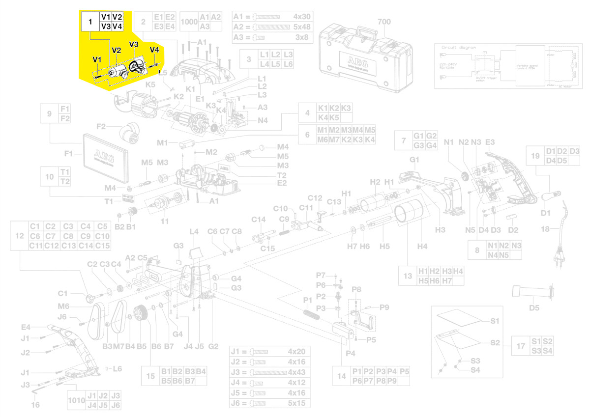 Poignee Avant Ponceuse Bande Hbs1000e Aeg Piece 4931453905