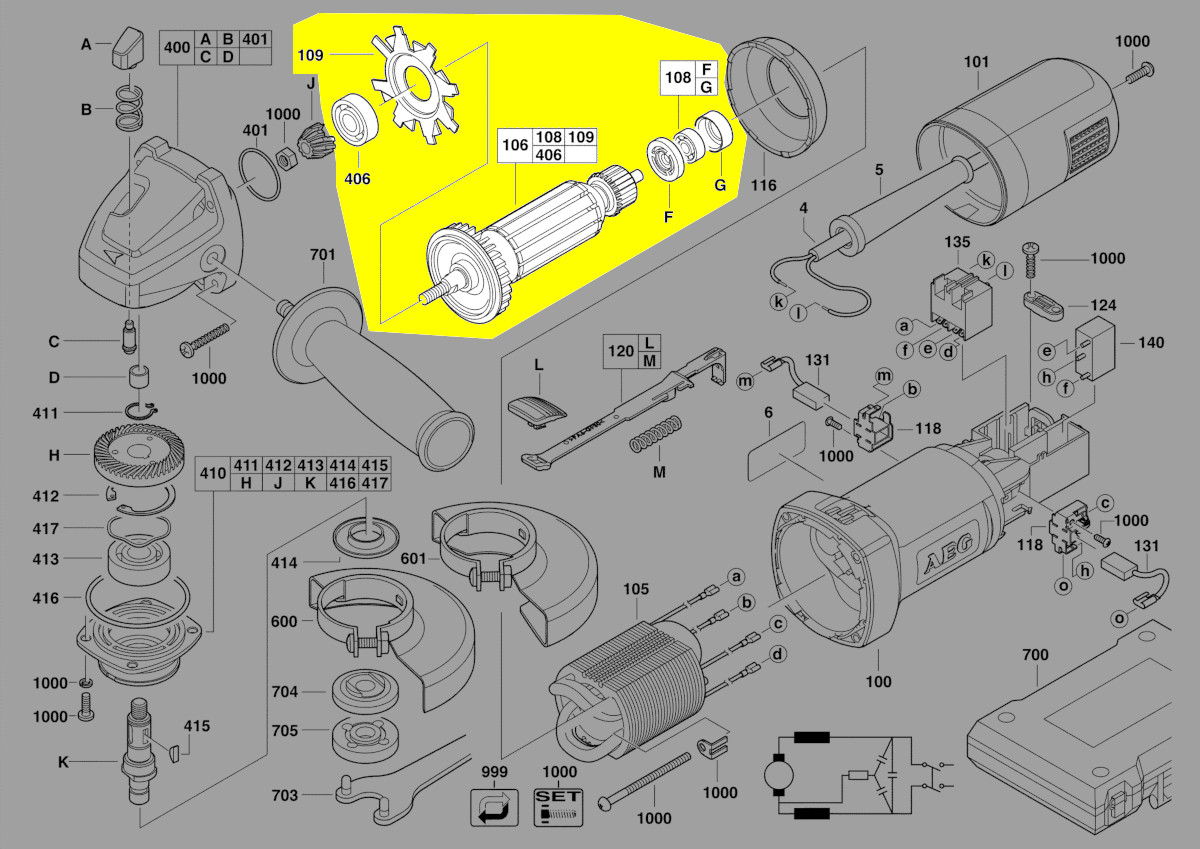 Moteur Induit D'origine AEG Pour Visseuse BS12G / BSB12G - Neuf