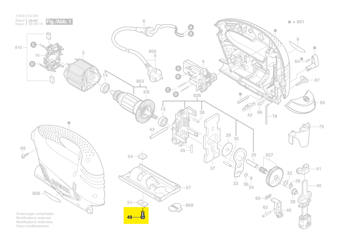 Scie Sauteuse Pst Levier Rouleau Scie Sauteuse BOSCH PST 650/700/7000 - Pièce Originale | 2609003637 Lame Seghetto Alternativo Bosch