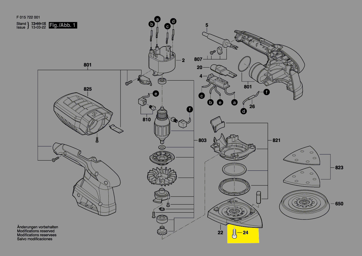 Vis Plateau Poncage Ponceuse Skil 7220 7226 Piece Detachee
