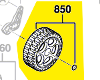 Roue arrière tondeuse Bosch réf. F 016 103 662