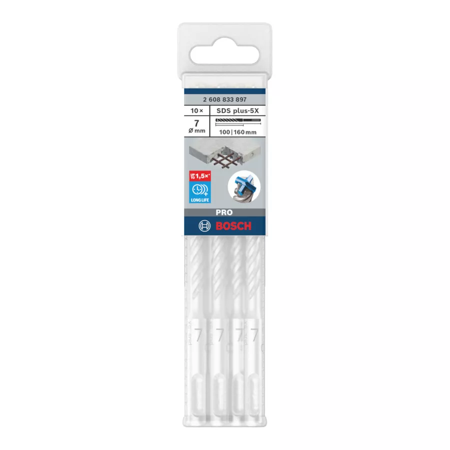 10x forêts béton SDS-PLUS-5X Ø7x100x160mm BOSCH