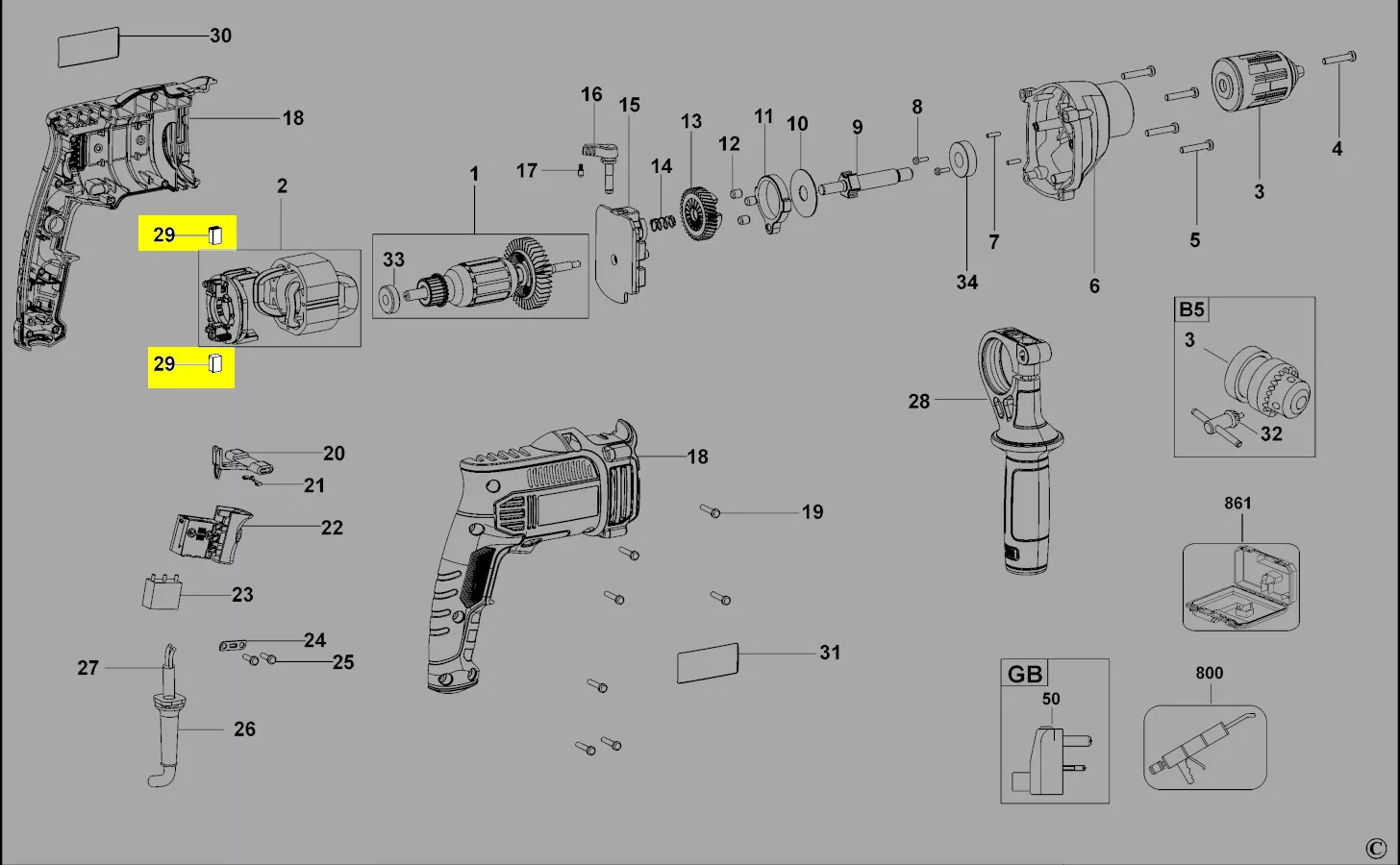 Balais De Charbon Pour Black & Decker P7314 - 6,3x6,3x11,5mm