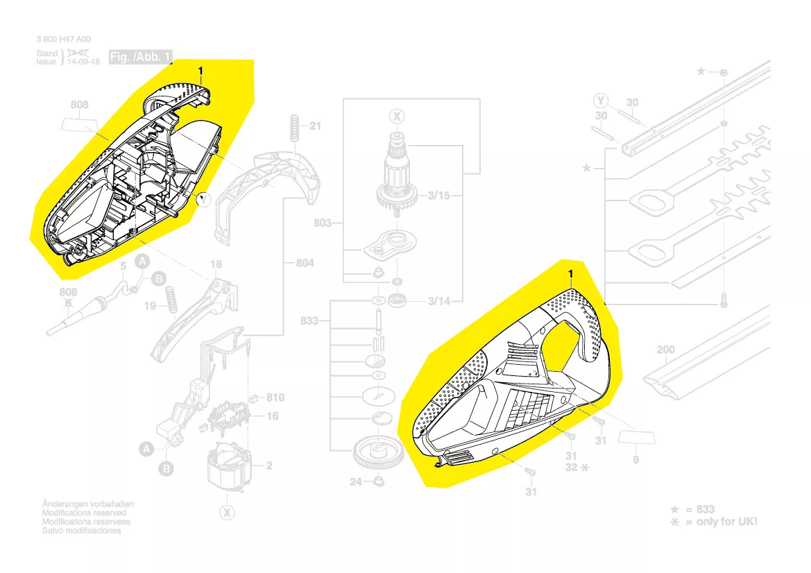 Boîtier réf. 1 600 A00 8E4 pour taille-haie Bosch