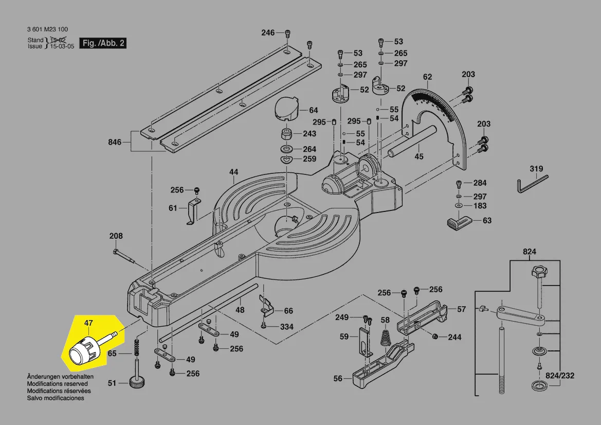 Molette verrouillage table réf. 1 609 B04 725 BOSCH
