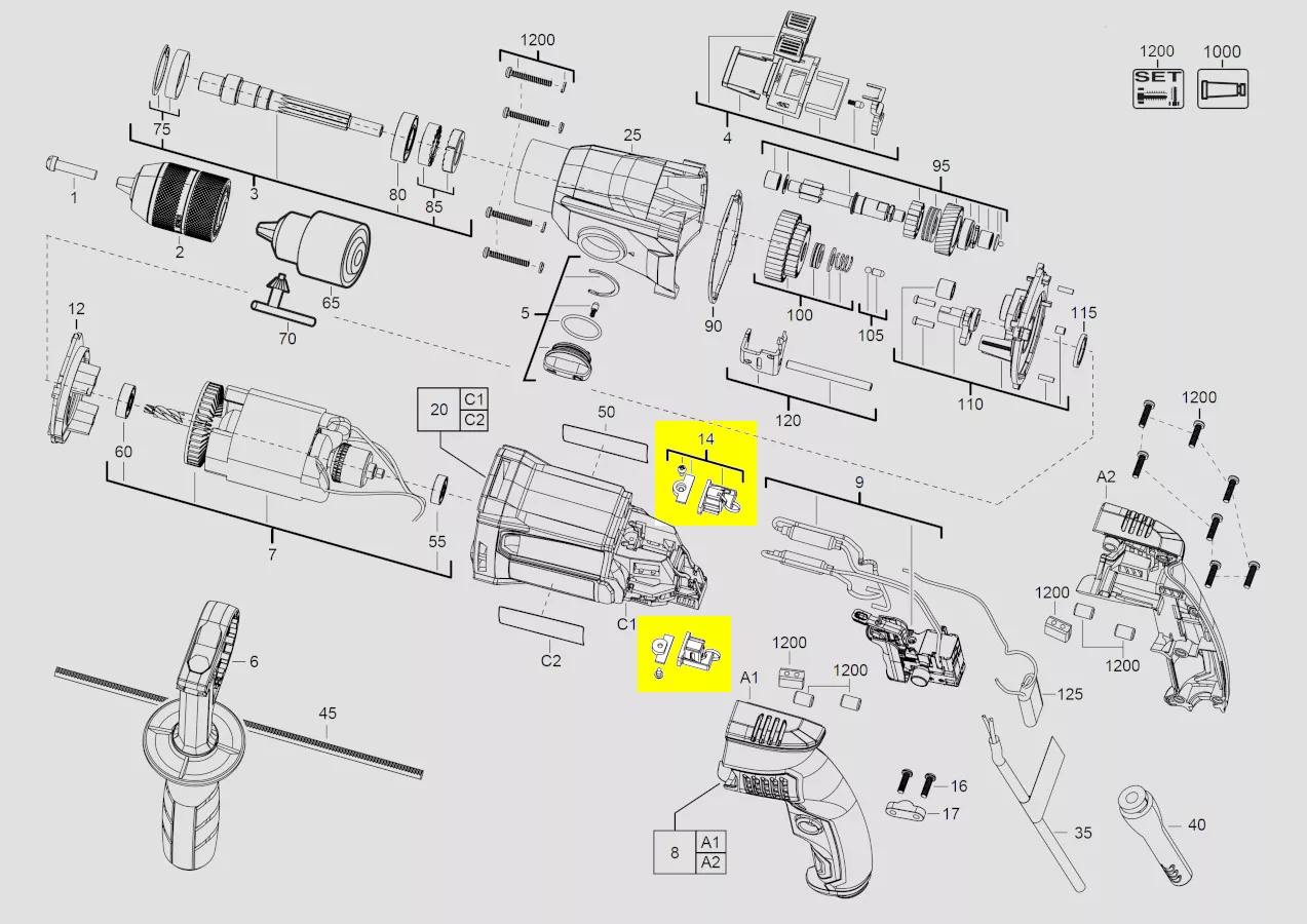 Balais Charbon Tournevis Aeg Porte-balais Charbon AEG M18 - Lot De