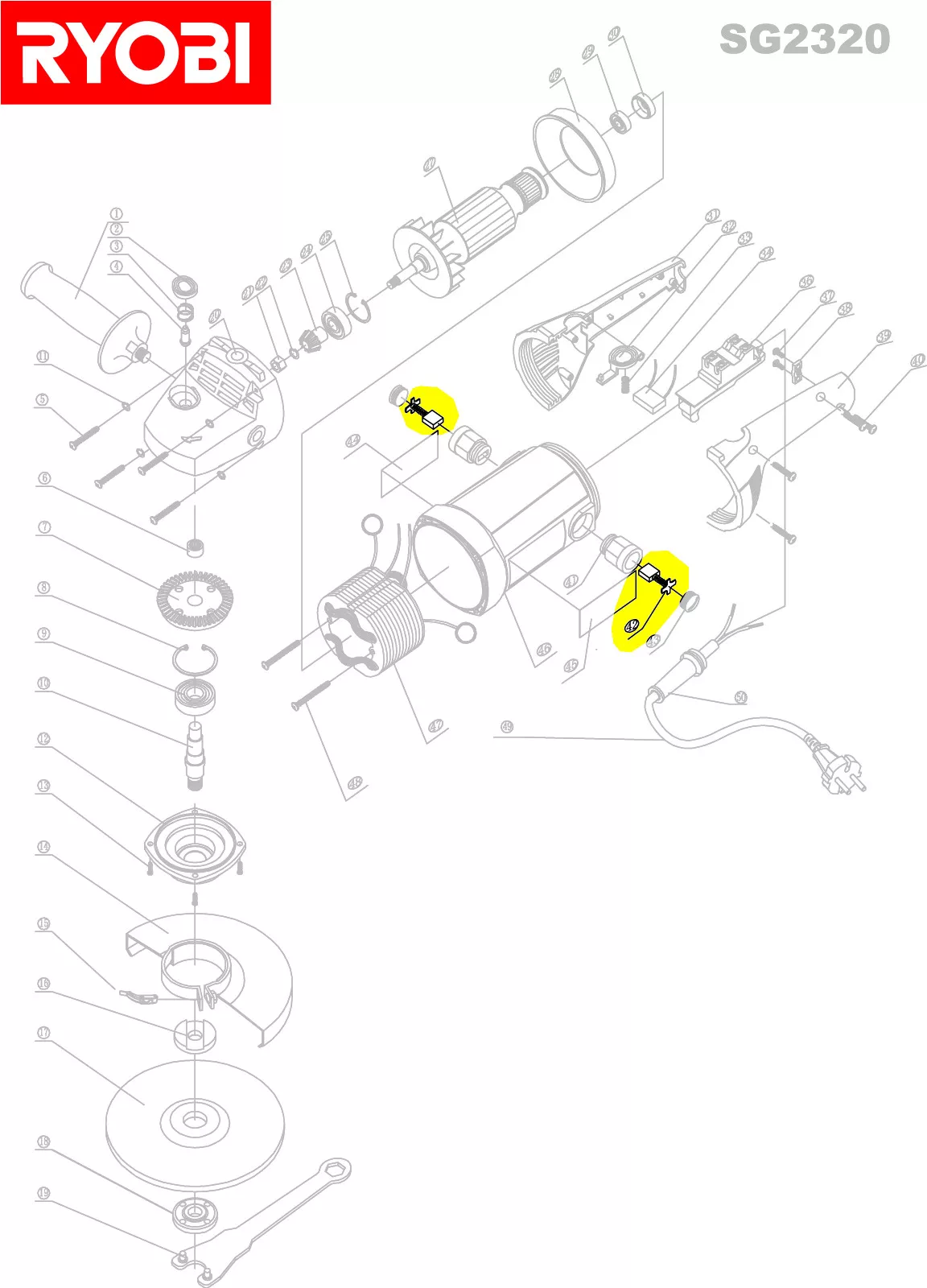 2 Balais De Charbon Asein 0867 Pour Outils Ryobi - Dimensions 5x8x11 Mm - Avec Ressort, Câble Et Connecteur - Compatible Rabot L120N - 7