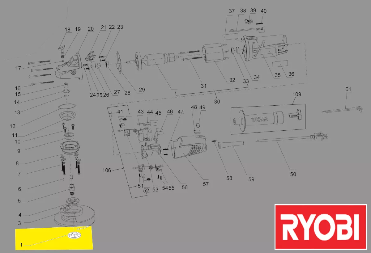 Ecrou de serrage disque 5131037426 - meuleuse ryobi