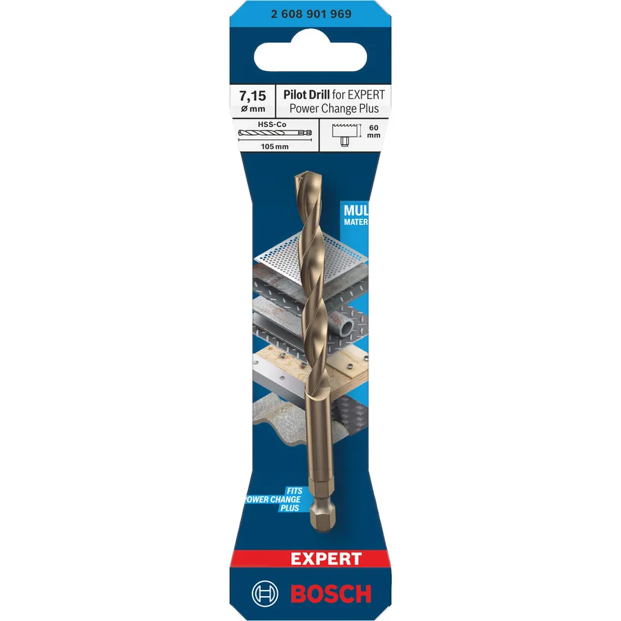 Forêt centrage HSS-Co adaptateur Power Change Plus BOSCH Ø7,15x60x105mm