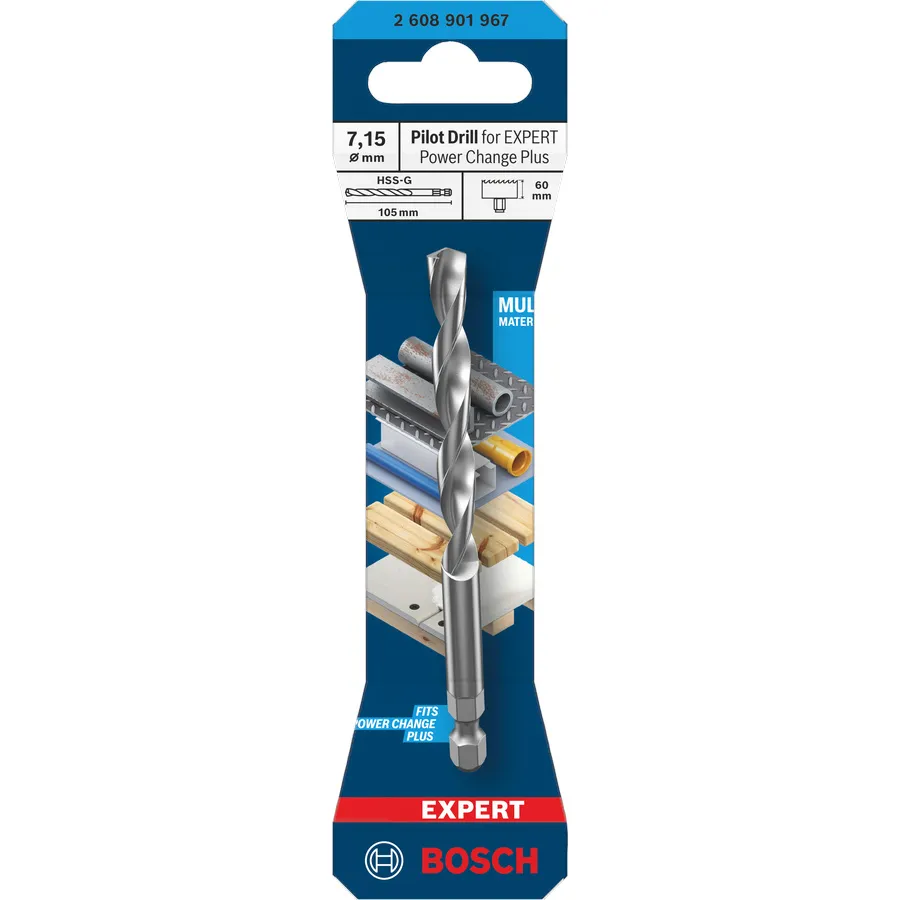 Forêt centrage HSS-G adaptateur Power Change Plus BOSCH Ø7,15x60x105mm