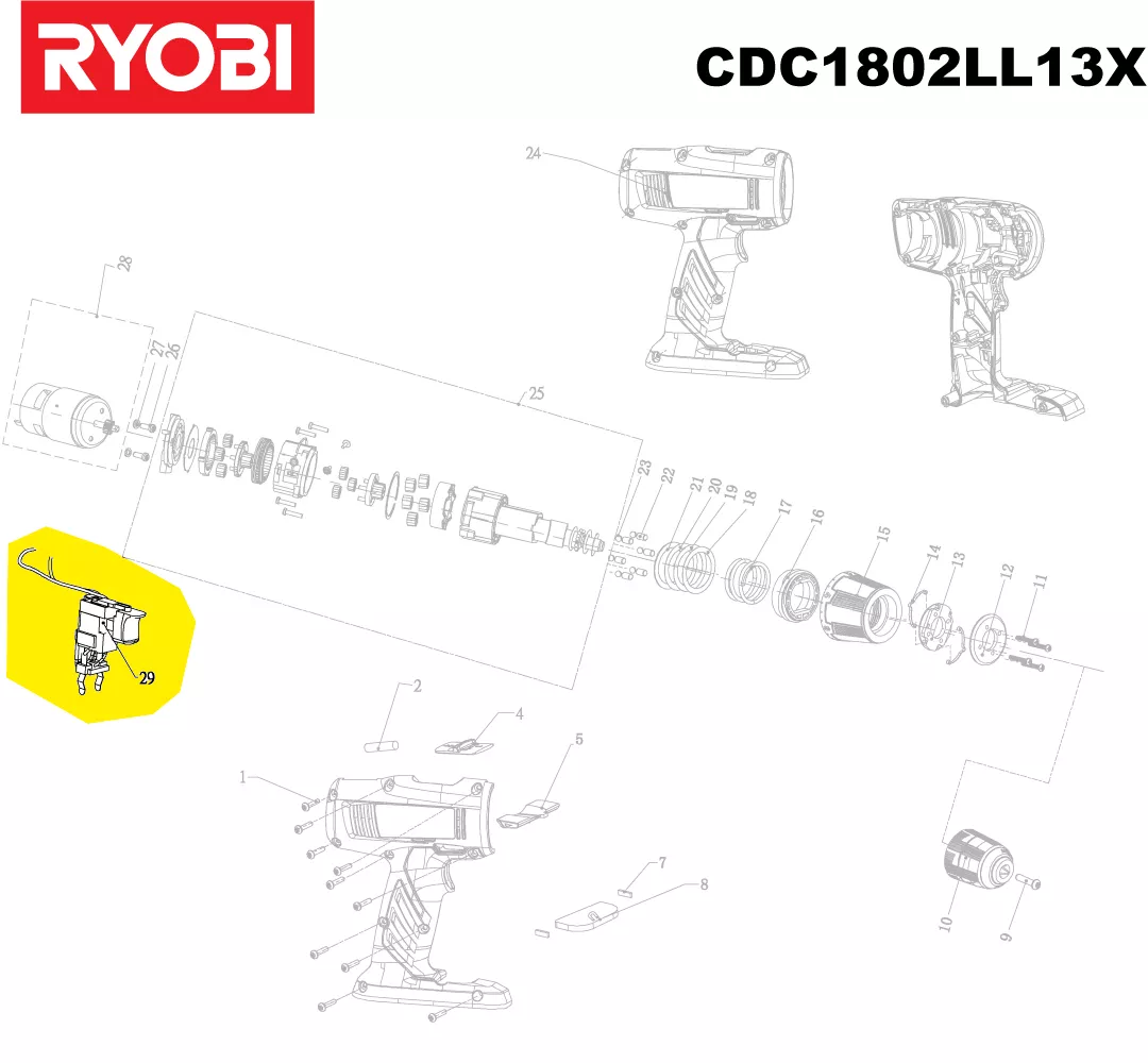 Interrupteur variateur 5131008019 - perceuse ryobi