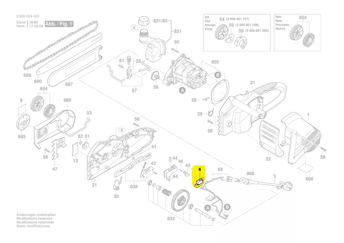 Interrupteur tronconneuse UniversalChain 35 40 bosch pièce 160720035H