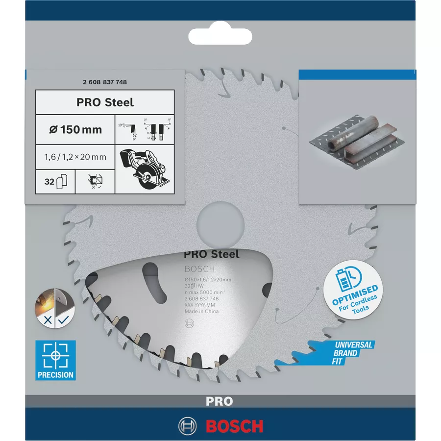 Lame métal BOSCH PRO Steel cordless 150x1,6x20mm