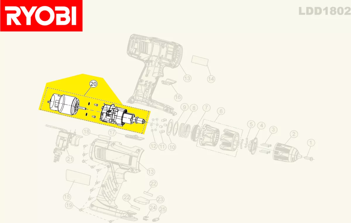 Moteur pour perceuse sans fil RYOBI RPD18X1