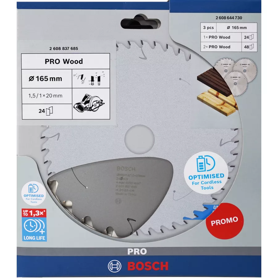 Set 3x lames PRO Wood cordless 165x20mm BOSCH