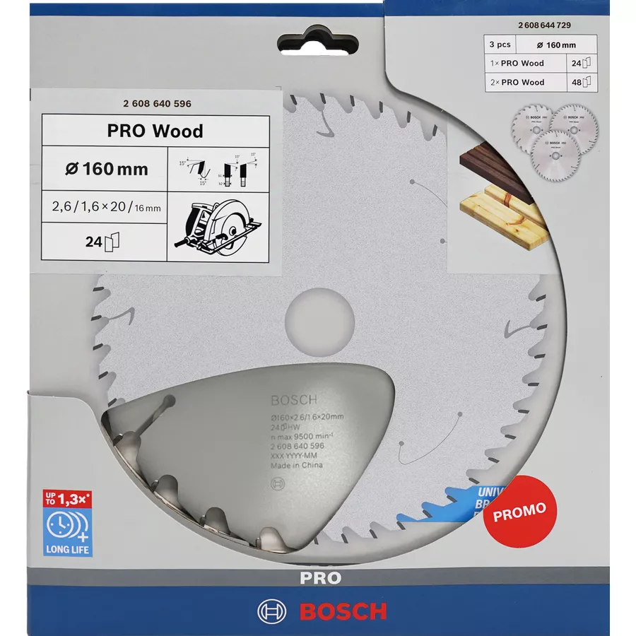 Set 3x lames PRO Wood 160 x 20/16 mm scie circulaire