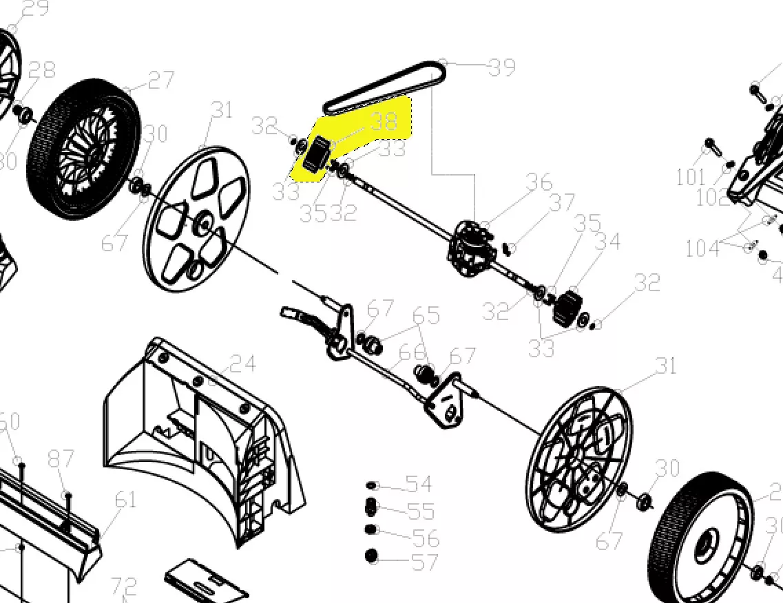 pignon entrainement roue droite tondeuse RLM5319SMEB Ryobi 5131029239