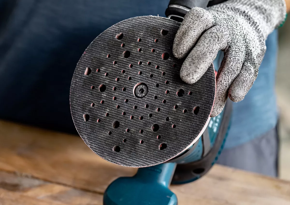 Plateau De Ponçage 150 Mm - Pour Ponceuse Bosch GEX 150, Avec 6 Trous D'aspiration - En Caoutchouc Robuste, Compatible Crochet/boucle