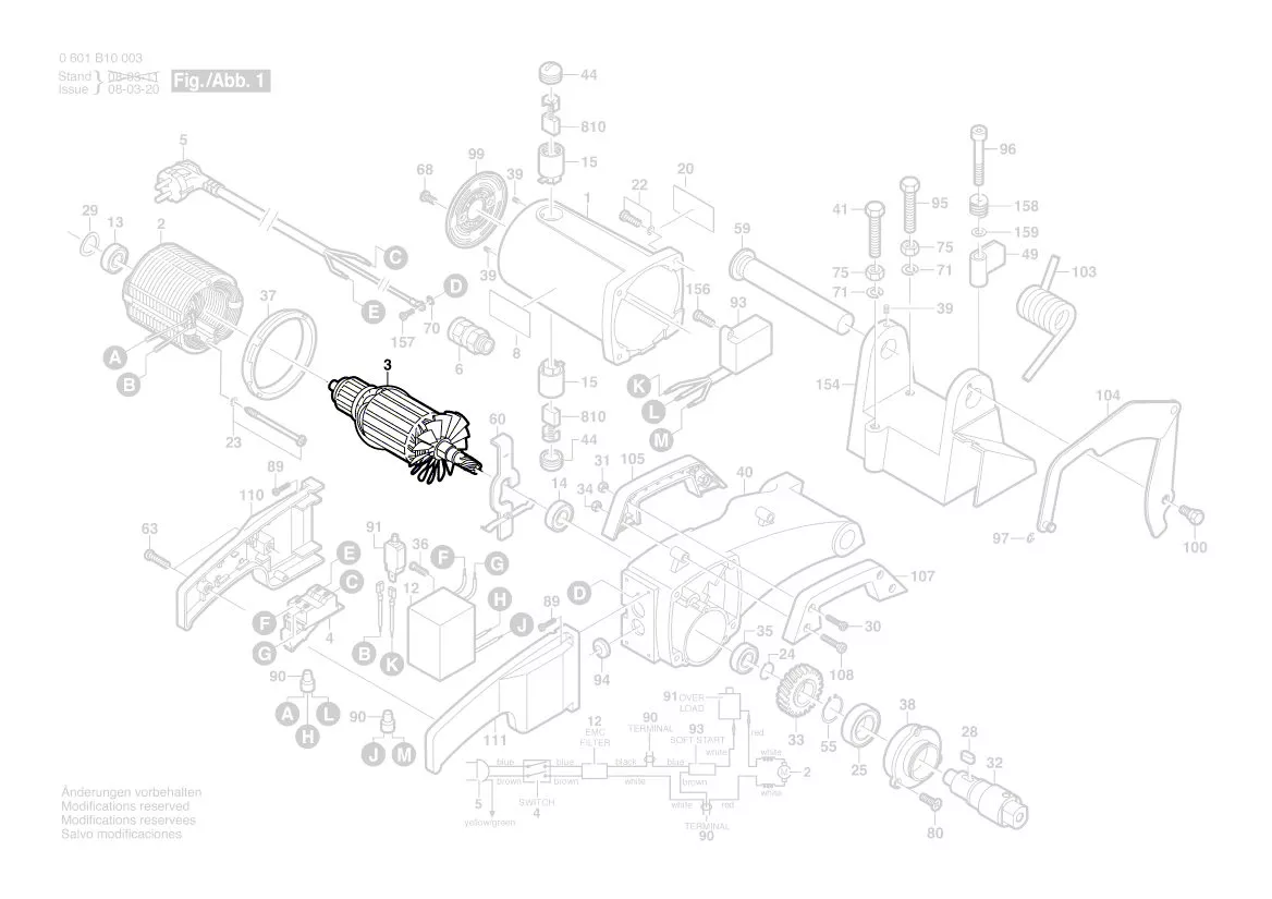 Rotor De Moteur Bosch Type PST54 - Réf. 2604010558 - 220-240V - Pièce Détachée MaKu7