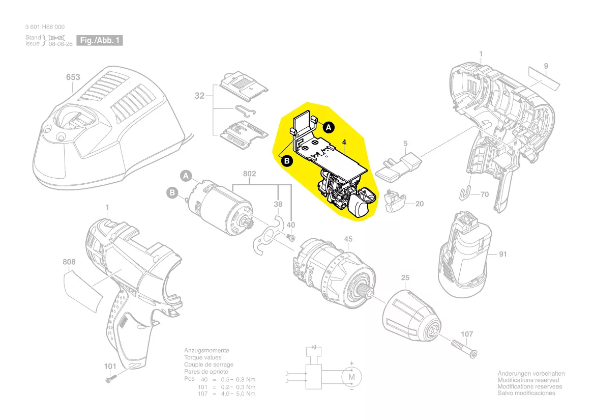 Interrupteur Module 16072335DK Pour Visseuse Bosch GSR10.8/GSR12/GSB10.8 Etc. - Remplacement D'origine - 9